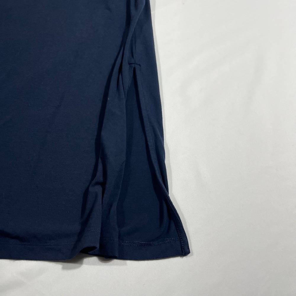 Banana Republic Midi Dress Women Large Navy Blue Good Cap Sleeve Side Slit - Picture 8 of 12